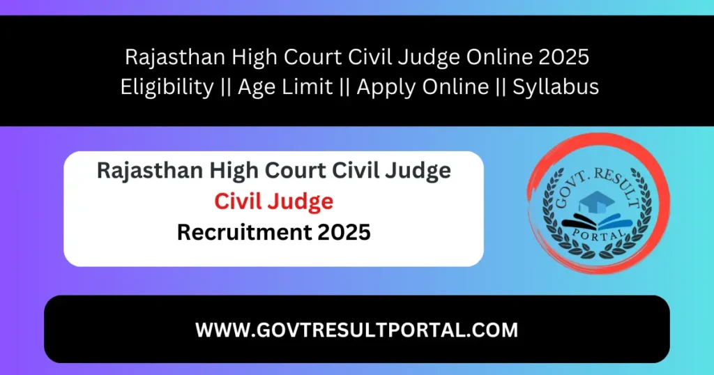 Rajasthan High Court Civil Judge Online 2025