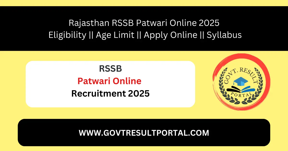  Rajasthan RSSB Patwari Online 2025